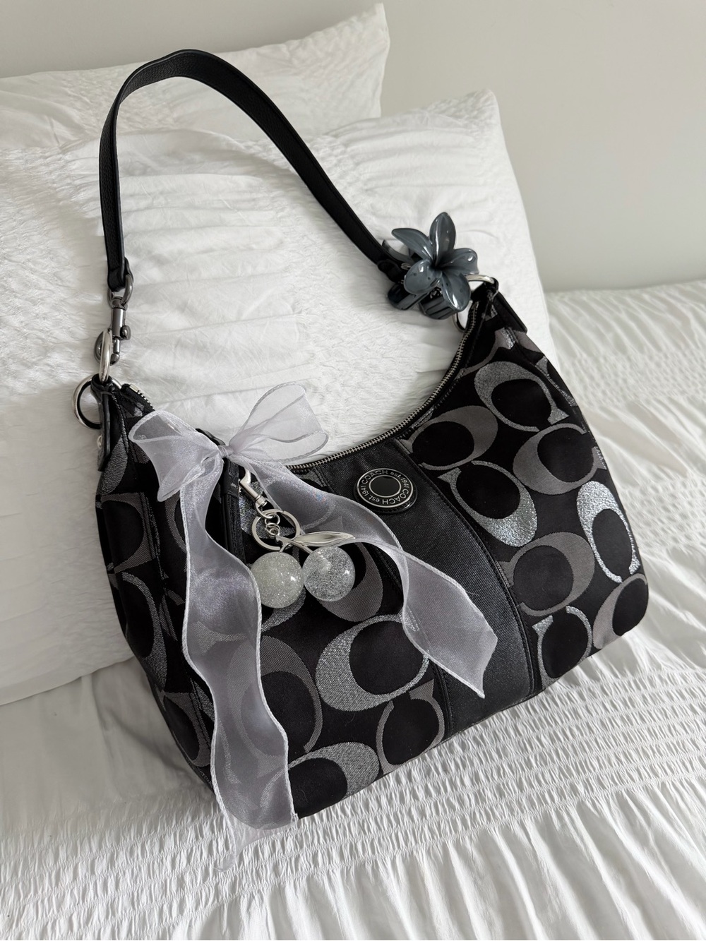 Vintage  Coach Demi Lurex Optic Canvas Shoulder Bag